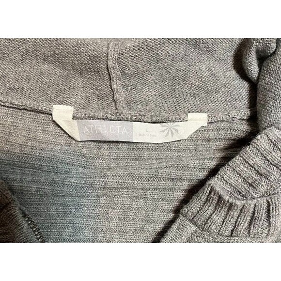 NWT Athleta Sweater Coat L Gray Woolblend Hooded Zip Jacket Gorpcore Casual Chic - Picture 4 of 6